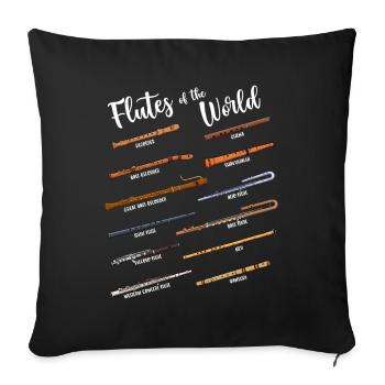 Viele Flöten - Flöten der Welt - Flöte - Sofakissenbezug 45 x 45 cm - Schwarz - Vorne