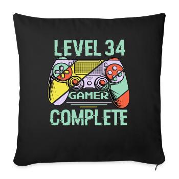 Level 34 Complete 34 Years Old Gamer Level 34 Complete - Sofa pillowcase 17,3'' x 17,3'' (45 x 45 cm) - black - Front