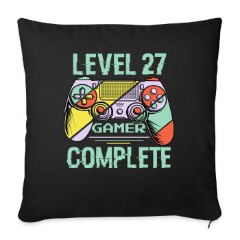 Level 27 Complete 27 Years Gamer Level 27 Complete - Sofa pillowcase 17,3'' x 17,3'' (45 x 45 cm) - black - Front