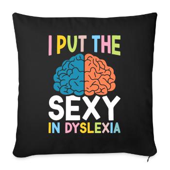 Drôle de conscience de la dyslexie Dyslexique - Housse de coussin décorative 45 x 45 cm - noir - Devant