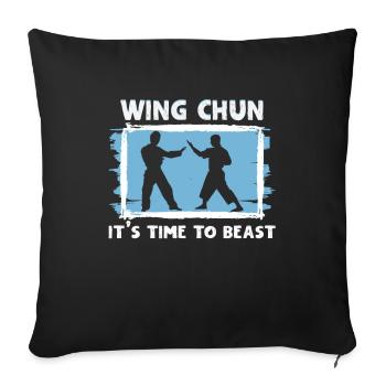 Kampfsport Wing Chun Trainer Wing Chun Kämpfer - Sofakissenbezug 45 x 45 cm - Schwarz - Vorne
