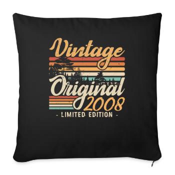 Anniversary Vintage Made in 2008 Retro 2008 - Sofa pillowcase 17,3'' x 17,3'' (45 x 45 cm) - black - Front