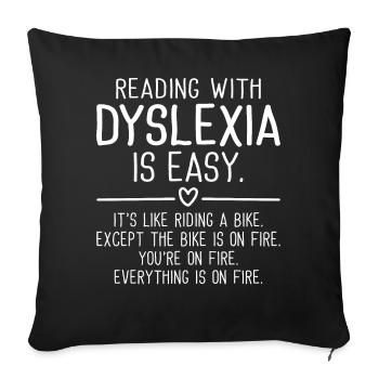 Drôle de prise de conscience de la dyslexie - Housse de coussin décorative 45 x 45 cm - noir - Devant