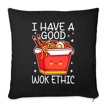 Nouilles sautées Cuisine chinoise - Housse de coussin décorative 45 x 45 cm - noir - Devant