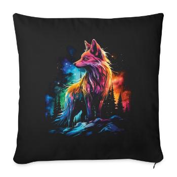 Fox Foxes Fantasy Illustration - Sofa pillowcase 17,3'' x 17,3'' (45 x 45 cm) - black - Front