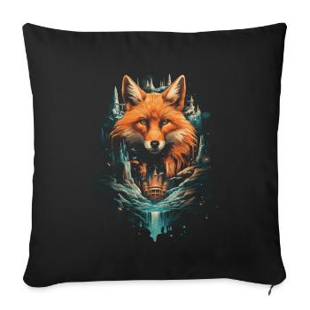 Fox Foxes Fantasy Illustration - Sofa pillowcase 17,3'' x 17,3'' (45 x 45 cm) - black - Front