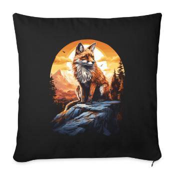 Fuchs Natur Füchse Wandern Wildnis - Sofakissenbezug 45 x 45 cm - Schwarz - Vorne