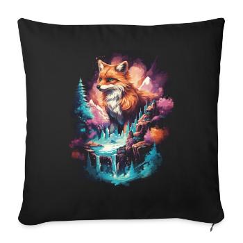 Fox Foxes Fantasy Illustration - Sofa pillowcase 17,3'' x 17,3'' (45 x 45 cm) - black - Front