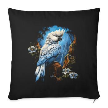 Plumes de perroquet tropical oiseau majestueux - Housse de coussin décorative 45 x 45 cm - noir - Devant
