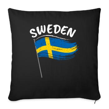 Suède Drapeau Suède Stockholm - Housse de coussin décorative 45 x 45 cm - noir - Devant