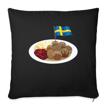 Suède Boulettes de viande suédoises - Housse de coussin décorative 45 x 45 cm - noir - Devant