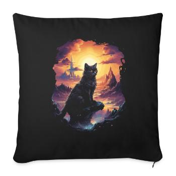 Artwork Cat Kitten Fantasy Fairy Tale - Sofa pillowcase 17,3'' x 17,3'' (45 x 45 cm) - black - Front