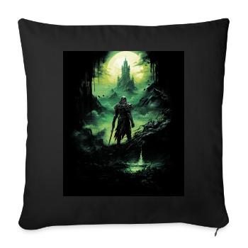 Fantasy Chevalier Château Magie Conte de Fées Mythique Gothique - Housse de coussin décorative 45 x 45 cm - noir - Devant