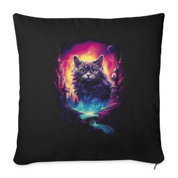 Artwork Cat Kitten Fantasy Fairy Tale - Sofa pillowcase 17,3'' x 17,3'' (45 x 45 cm) - black - Front