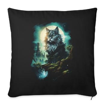 Artwork Cat Kitten Fantasy Fairy Tale - Sofa pillowcase 17,3'' x 17,3'' (45 x 45 cm) - black - Front