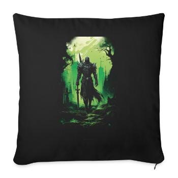 Fantasy Chevalier Château Magie Conte de Fées Mythique Gothique - Housse de coussin décorative 45 x 45 cm - noir - Devant