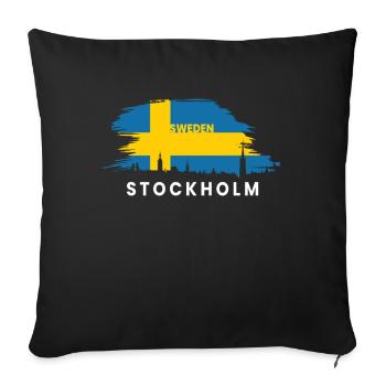 Suède Suède Suède Stockholm - Housse de coussin décorative 45 x 45 cm - noir - Devant