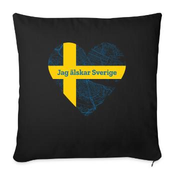 Jag älskar Sverige Sweden Swedish - Sofa pillowcase 17,3'' x 17,3'' (45 x 45 cm) - black - Front