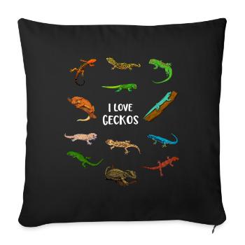 J’adore les geckos - Housse de coussin décorative 45 x 45 cm - noir - Devant