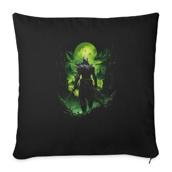 Fantasy Chevalier Château Magie Conte de Fées Mythique Gothique - Housse de coussin décorative 45 x 45 cm - noir - Devant