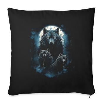 Dunkle Kunst Wolf Wald Mythisch - Sofakissenbezug 45 x 45 cm - Schwarz - Vorne