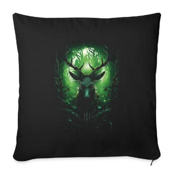 Fantasy cerf château magique elfique désert Fable - Housse de coussin décorative 45 x 45 cm - noir - Devant