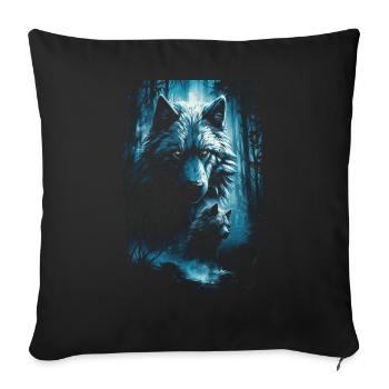 Dunkle Kunst Wolf Wald Mythisch - Sofakissenbezug 45 x 45 cm - Schwarz - Vorne