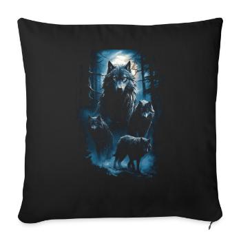 Dunkle Kunst Wolf Wald Mythisch - Sofakissenbezug 45 x 45 cm - Schwarz - Vorne