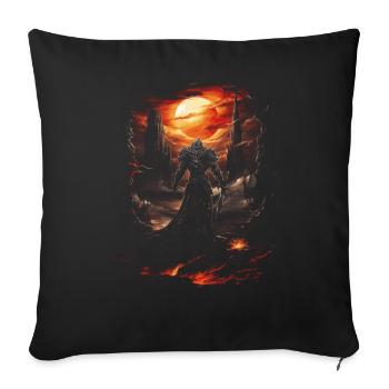 Fantasy Chevalier Château Magie Conte de Fées Mythique Gothique - Housse de coussin décorative 45 x 45 cm - noir - Devant
