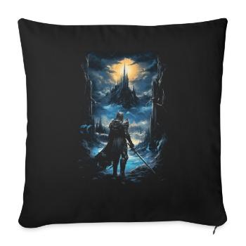 Fantasy Chevalier Château Magie Conte de Fées Mythique Gothique - Housse de coussin décorative 45 x 45 cm - noir - Devant