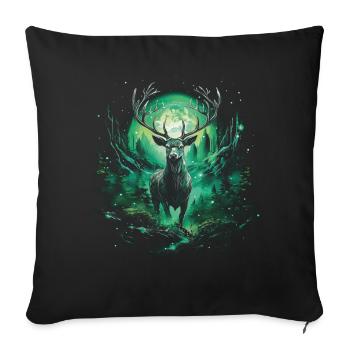 Fantasy cerf château magique elfique désert Fable - Housse de coussin décorative 45 x 45 cm - noir - Devant