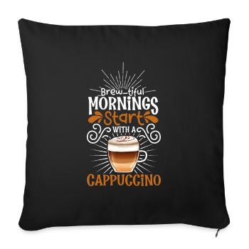 Bonjour avec cappuccino - Housse de coussin décorative 45 x 45 cm - noir - Devant