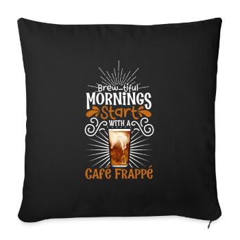 Bonjour avec Café Frappé - Housse de coussin décorative 45 x 45 cm - noir - Devant