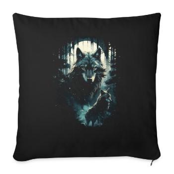 Fantasy Wolf Magic Pack Mysterious - Sofa pillowcase 17,3'' x 17,3'' (45 x 45 cm) - black - Front