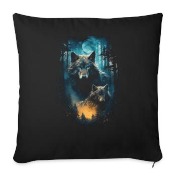 Fantasy Wolf Magic Pack Mysterious - Sofa pillowcase 17,3'' x 17,3'' (45 x 45 cm) - black - Front