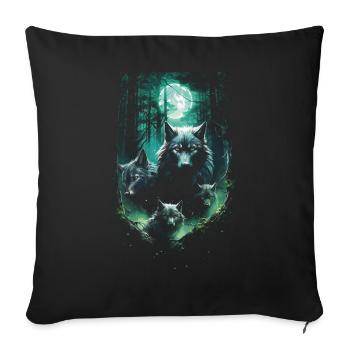 Fantasy Wolf Magic Pack Mysterious - Sofa pillowcase 17,3'' x 17,3'' (45 x 45 cm) - black - Front