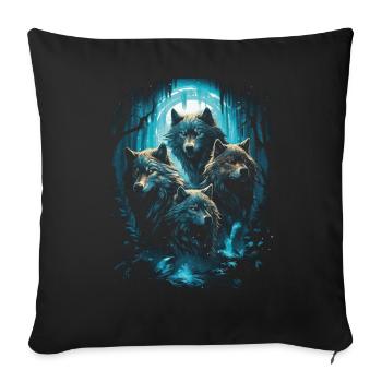 Fantasy Wolf Magic Pack Mysterious - Sofa pillowcase 17,3'' x 17,3'' (45 x 45 cm) - black - Front