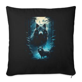 Fantasy Wolf Magic Pack Mysterious - Sofa pillowcase 17,3'' x 17,3'' (45 x 45 cm) - black - Front