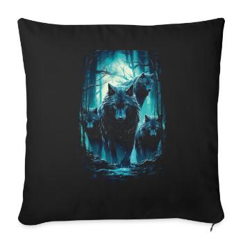 Fantasy Wolf Magic Pack Mysterious - Sofa pillowcase 17,3'' x 17,3'' (45 x 45 cm) - black - Front