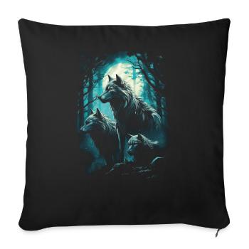 Fantasy Wolf Magic Pack Mysterious - Sofa pillowcase 17,3'' x 17,3'' (45 x 45 cm) - black - Front