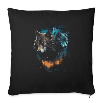 Dunkle Kunst Wolf Wald Mythisch - Sofakissenbezug 45 x 45 cm - Schwarz - Vorne