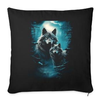 Fantasy Wolf Moon Wolf Pack Mythology - Sofa pillowcase 17,3'' x 17,3'' (45 x 45 cm) - black - Front
