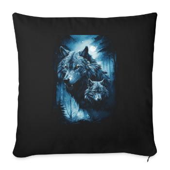 Dunkle Kunst Wolf Wald Mythisch - Sofakissenbezug 45 x 45 cm - Schwarz - Vorne