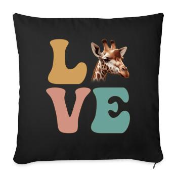 Giraffe Zoo Tierliebhaber Safari - Sofakissenbezug 45 x 45 cm - Schwarz - Vorne