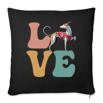 Amoureux des chiens lévriers - Housse de coussin décorative 45 x 45 cm - noir - Devant