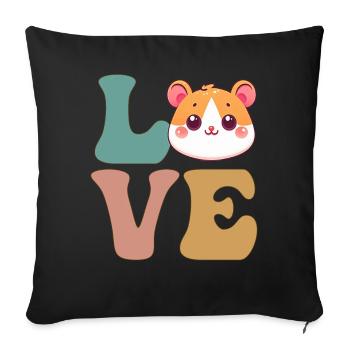 Hamster mignon Hammy - Housse de coussin décorative 45 x 45 cm - noir - Devant