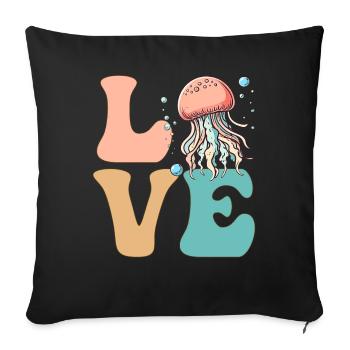Jellyfish Ocean Life - Sofa pillowcase 17,3'' x 17,3'' (45 x 45 cm) - black - Front
