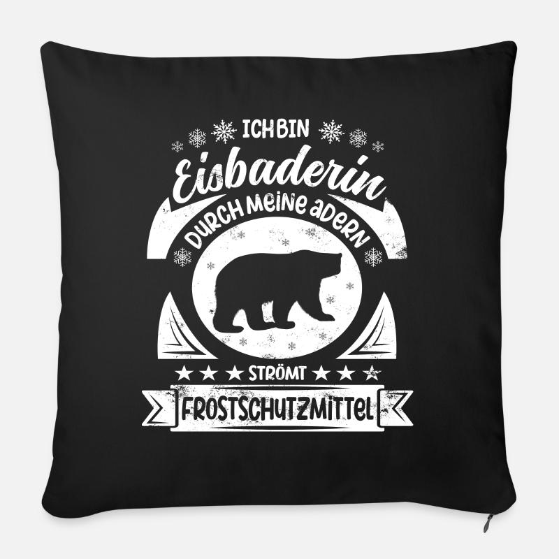 Eisbaderin Eisbaden Winterbaden Kältebad - Sofakissenbezug 45 x 45 cm - Schwarz
