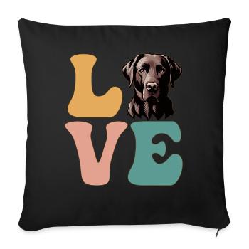 Labrador Retriever amoureux des chiens - Housse de coussin décorative 45 x 45 cm - noir - Devant