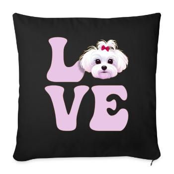 Amoureux des chiens maltais - Housse de coussin décorative 45 x 45 cm - noir - Devant